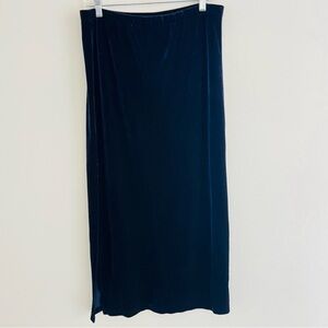 Vintage 90s Amanda Smith Blue Velvet Midi Skirt 8